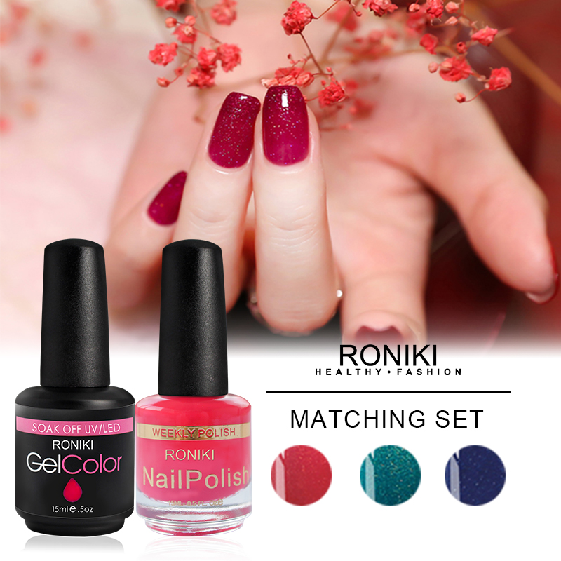 RONIKI Private Label UV Led Matching Color Gel Polish And Nail Polish Set