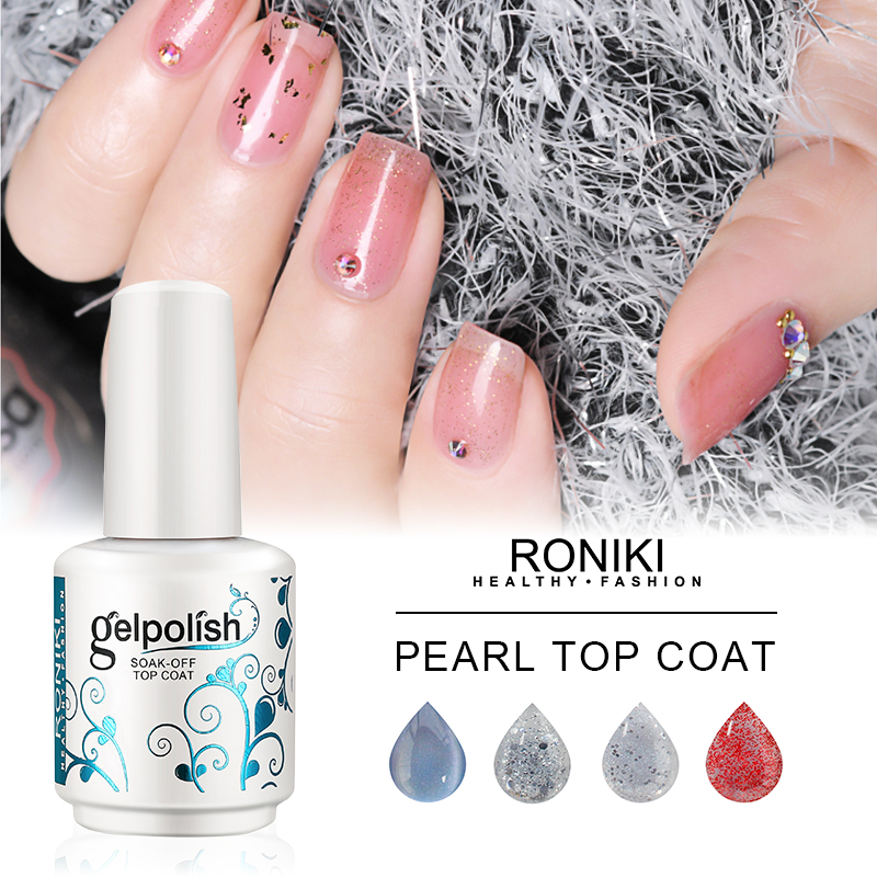 RONIKI Shiny No Wipe Clean pearl Top Coat Gel Nail Polish