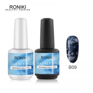 RONIKI ink shading blossom gel nail polish art Marble Watercolor Ink