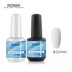 RONIKI ink shading blossom gel nail polish art Marble Watercolor Ink