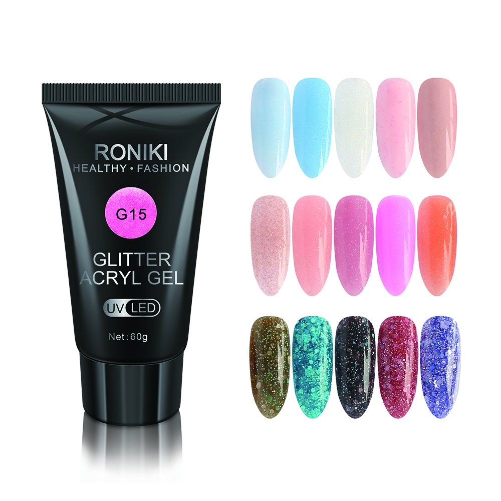 RONIKI Supply Nail Extension Color Glitter Acryl Poly Gel